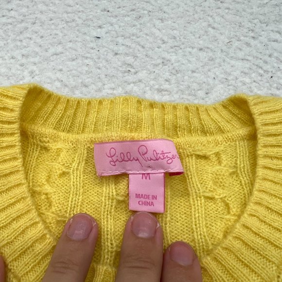 Lilly Pulitzer | Long Sleeve Yellow Cashmere Sweater Medium - Picture 3 of 11